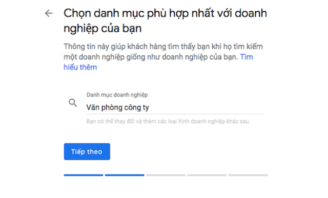 Lựa chọn danh mục khi đưa doanh nghiệp lên Google map