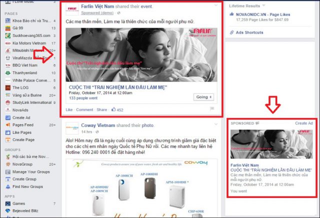 các hình thức quảng cáo trên facebook
