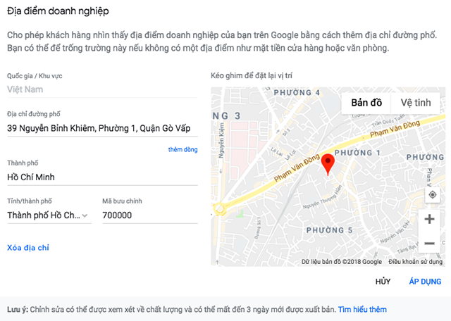 Thay đổi địa chỉ trên Google map